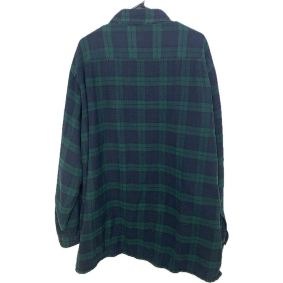 L.L. Bean Men's Fleece-Lined Flannel Shirt, Traditional Fit Green Blue XXL Tall - Picture 3 of 10